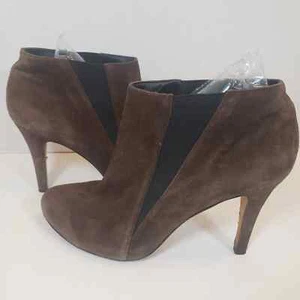 Saks Fifth Avenue Brown Suede Platform Heel Bootie Ankle Boots 11 5th - Picture 1 of 10