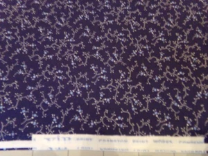 1 YD +9" X 44" VINTAGE DARK NAVY/LT. BLUE DOTS FLORAL FABRIC #6199 - Picture 1 of 2