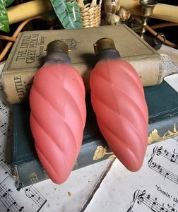 Vintage BELL 2 X Coral Pink twisted candle lamps light bulbs 60 W Rare - Picture 1 of 15