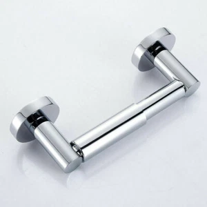 Brushed Nickel Toilet Paper Holder Double Post Pivoting Toilet Paper Roll - Picture 1 of 8