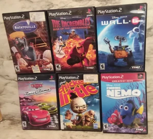 6 Vntg PS2 Playstation DISNEY PIXAR Nemo Chicken Little Cars Wall-E Incredibles - Picture 1 of 13
