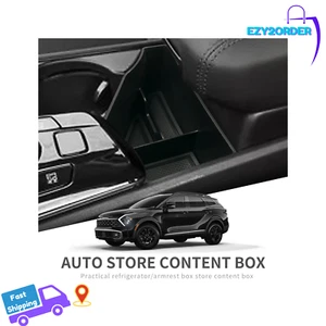 Kia Sportage NQ5 2021-2023 Armrest Storage Box Tray Organizer Black - Picture 1 of 6