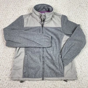 Aeropostale Womens Sweatshirt sz L Gray Full Zip Fleece Pockets Elastic Waist - Picture 1 of 12