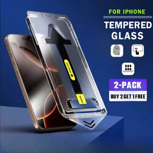 2x Für iPhone 16 Pro Max 15 14 13 12 HD Hartglas mit Auto Alignment Tool - Bild 1 von 14