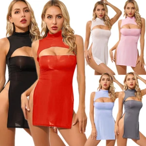 Women's Sexy Mesh See-through Short Mini Dresses Party Sheer Lingerie Clubwear - Picture 1 of 61