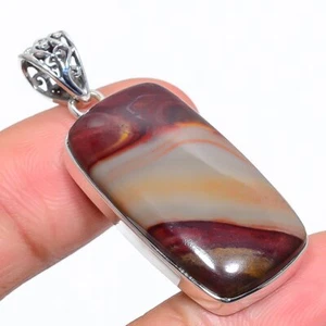 Colgante de plata de ley maciza 925 hecho a mano con piedras preciosas de mocaita natural de 1,85" - Imagen 1 de 3