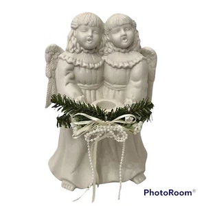 Singing Christmas Angels Cherubs Candle Holder 9" Taper Growth 1997 Vintage - Picture 1 of 10