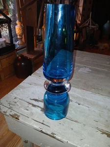 Marquis by Waterford Tango Vase Blue Candle Holder Mid Century Modern - Picture 1 of 8