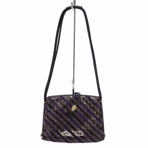 Borsa a tracolla Gucci Crest logo vintage intrecciata pelle scamosciata rivestimento viola donna