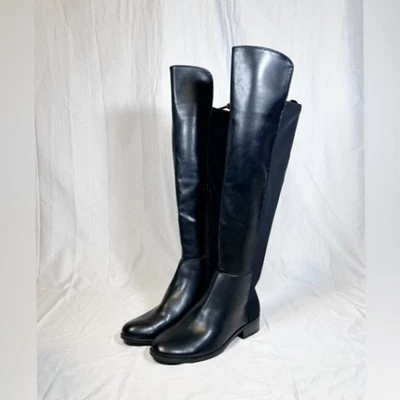 Botas de montar Andrew Geller Enzie altas de cuero negro sobre la rodilla ~ 7,5 ~ Foto 1 de 4