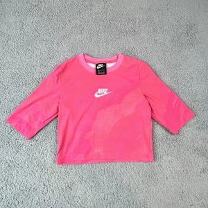 Nike Shirt Womens Small Crop Top Crewneck Stretch Athletic Swoosh Sports Gym - Picture 1 of 6