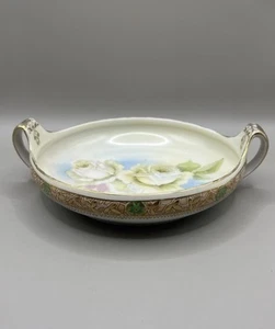 "Antiguo cuenco de porcelana Royal Rudolstadt rosas pintado a mano detalles Prusia 6""" - Imagen 1 de 17