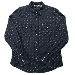 Salt Valley Western Shirt Mens L Long Sleeve Pearl Snap Button Geometric Blue - Picture 1 of 5