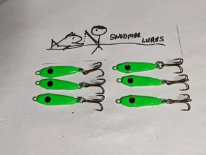6 -1/4 OZ FISHING JIGGING CASTING LEAD SLAB SPOONS ICE FISHING Green - Picture 1 of 6