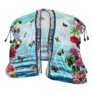 Johnny Was Kimono Oberteil vorne offen Blumenmuster Viskose Damengröße Large " - Bild 1 von 15