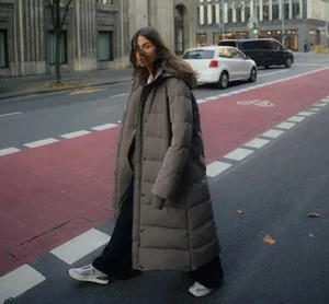 Zara Long Hooded Water And Wind Resistant Puffer Coat Mink Size Xs Ref 3046/228 - Picture 1 of 4