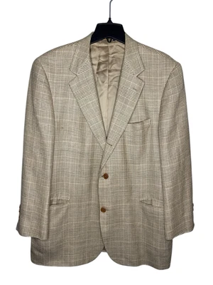 Brooks Brothers Plaid Sportcoat Blazer Silk Wool Linen Blend Italy 44R Luxury - Image 1 of 4