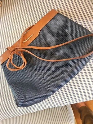 SALVATORE FERRAGAMO Leather & Logo Vinyl  Handmade Shoulder Bag Purse - Image 1 of 4