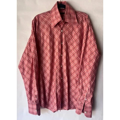 Camisa de vestir Angelino para hombre rosa a cuadros manga larga con botones Foto 1 de 4