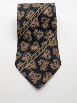 Corbata de seda para hombre Giorgio Armani patrón cachemir verde dorado rojo rayas clase de lujo Foto 1 de 4