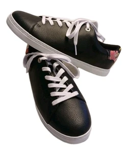 Ted Baker Sneakers Womens Sz 10 Mayzina Floral Shoes Black Genuine Leather NEW. - Picture 1 of 14