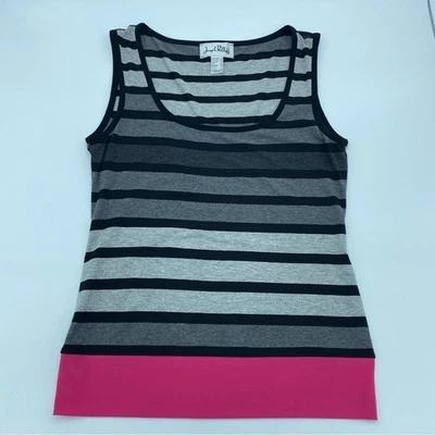 Joseph Ribkoff Top Women's 8 Gray Pink Black Striped Mobwife  - Image 1 of 4