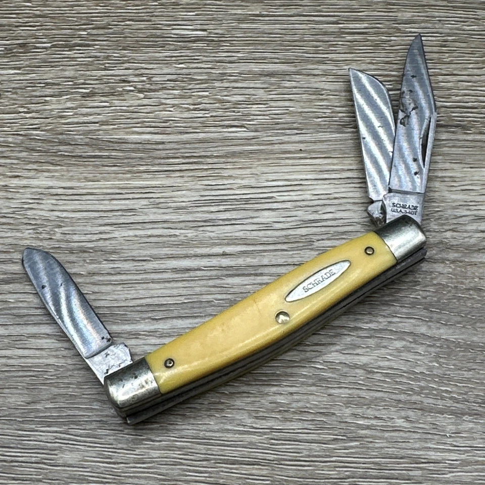 Cuchillo de Bolsillo Carpeta Plegable SCHRADE USA 34OT Manijas Derlin Amarillas Foto 1 de 4