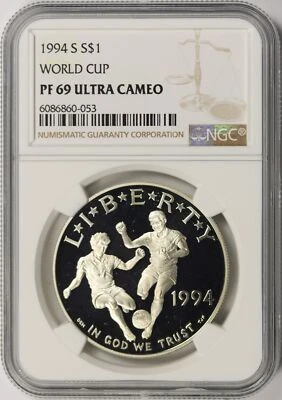 1994-S World Cup $1 Commemorative Dollar NGC PF69 Ultra Cameo - Image 1 of 2