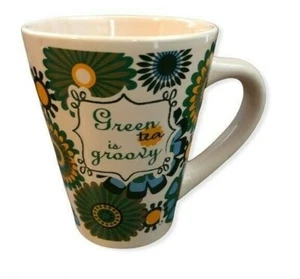 Taza retro "Green Tea is Groovy" aspecto hippie boho - Imagen 1 de 10