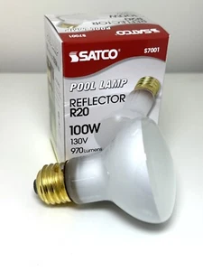 S7001 POOL LIGHT 100W 130V R20 Flood Bulb Dimmable Frosted Medium E26 3 PACKS - Picture 1 of 7