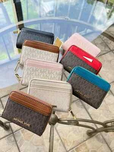 MICHAEL KORS WOMEN LADIES ZIP AROUND PVC OR LEATHER CARD CASE COIN POUCH WALLET - Picture 1 of 222