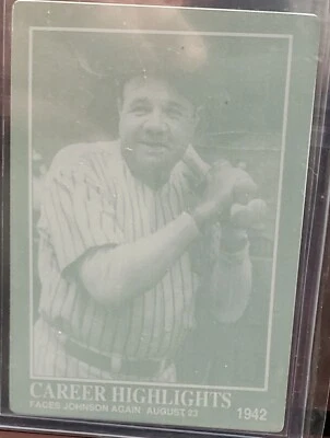 Babe Ruth 1/1 1993 Conlan Printing Plate 1942 Season Highlights - Image 1 of 2