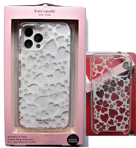 kate spade Protective Clear Case iPhone 12 PRO MAX  Flower Heart White Gem NEW