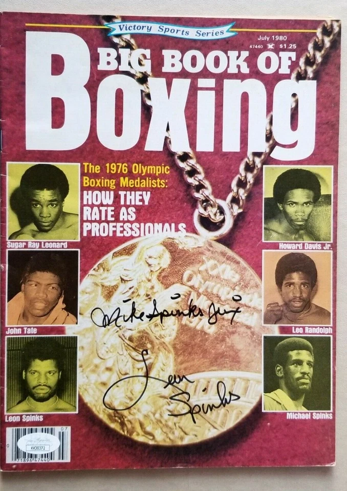 Michael Spinks & Leon Spinks signed Boxing magazine 76 Olympic Gold Medal  JSA - Image 1 of 1