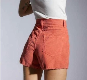 BDG Urban Outfitters Womens Coral/Orange Corduroy High Waist Shorts Size 25 - Picture 1 of 7