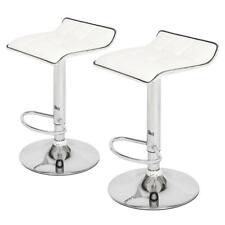 2 Pcs Bar Stools Pu Leather Chair Height Adjustable Kitchen Furniture White Us