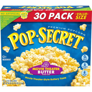 Pop Secret Microwave Popcorn Movie Theater Butter Flavor 3 Oz Sharing Bags 30 Ct