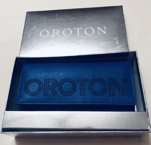 OROTON $275 Rare SLIM CLUTCH LEATHER WALLET INDIGO BLUE New - Picture 1 of 10