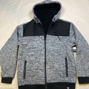 Airwalk Men's Y2K Gray Black Spacedye Sherpa Lined Plush Zip Front Hoodie Size L - Picture 1 of 8