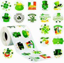 Green Shamrock Stickers St Patrick's Day Clover Irish 100 Roll Party Favors