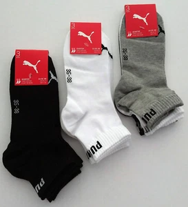 3 Pair Pack of Boys/ Girls, Quarter, Puma, Sports Socks, Size 2.5 - 5 UK - Picture 1 of 8