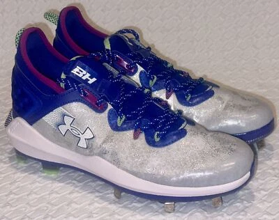 UNDER ARMOUR Harper 8 Low ST Silver Royal Metal Baseball Cleats Men 7.5 9.5 10.5 - Image 1 of 4