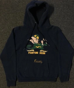 Kids Vtg 80s Notre Dame Fighting Irish Faded Hoodie Youth M College Track Grunge - Picture 1 of 13