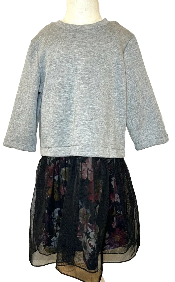 Xhilaration Girl’s Gray Black Lace Dress Size 7/8 - Image 1 of 4