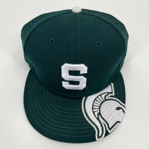 New Era Fitted Hat Men's 7 1/4 Green Michigan State Spartans 100% Wool - Picture 1 of 9