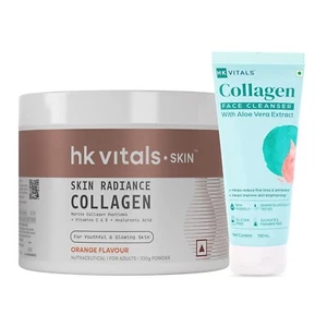 HealthKart Marine Collagen Supplement & Face Cleanser with Aloe Vera Extract - Picture 1 of 8
