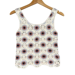 KNIT WORKS Knit Tank Top Girls Size Large Crochet Boho Sleeveless Blouse - Picture 1 of 9