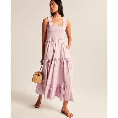 Maxi Vestido Boho Lavanda Popelina Abercrombie & Fitch Mujer S Calado Fácil Foto 1 de 4