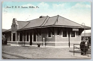 New Pennsylvania Railroad Station Mifflin PA Train Depot 1914 Postcard - Picture 1 of 2