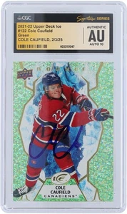 Cole Caufield Canadiens Signed 2021-22 Upper Deck Ice #122 CGC 10 Rookie Card - Picture 1 of 3